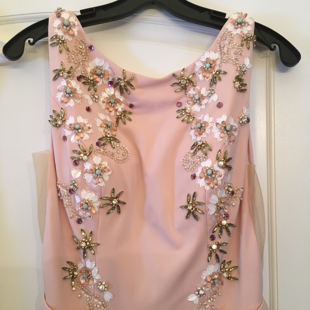 JOVANI Champagne Beaded Gown